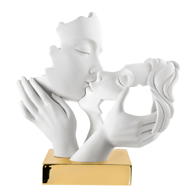 Scultura coppia in bacio Bongelli Preziosi in marmorino 34x30 cm
