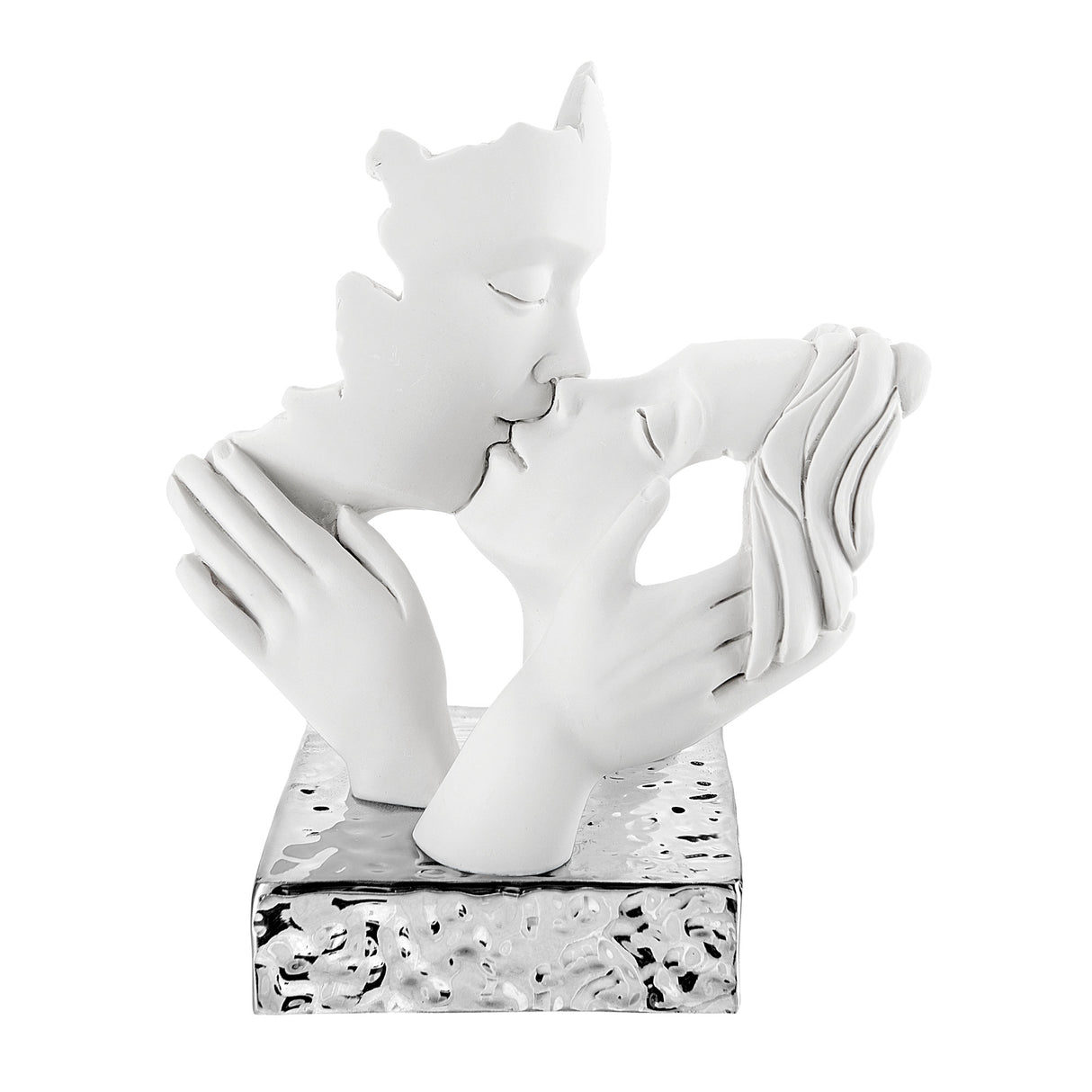 Scultura coppia in bacio Bongelli Preziosi in marmorino 14x11 cm