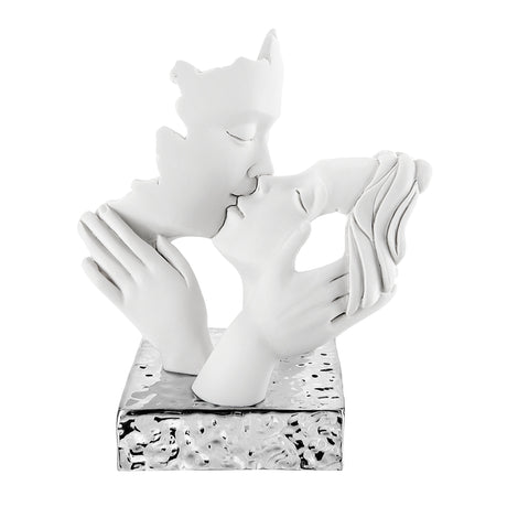 Scultura coppia in bacio Bongelli Preziosi in marmorino 14x11 cm