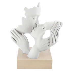 Scultura coppia in bacio Bongelli Preziosi in marmorino 14x11 cm