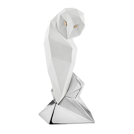 Gufo stilizzato Bongelli Preziosi in marmorino bianco e argento 16 cm