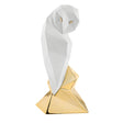 Gufo stilizzato Bongelli Preziosi in marmorino bianco e oro 16 cm
