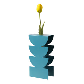 Vaso portafiore Memphis Arti & Mestieri in ferro blu e vetro 25x12,5 cm