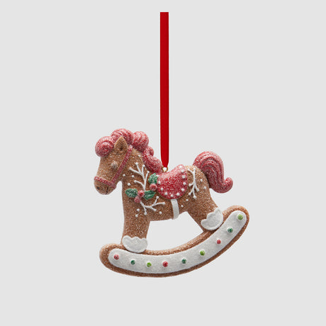Addobbo cavallo a dondolo EDG in resina decorazione natalizia 11x11 cm
