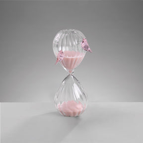 Clessidra con uccellini Mascagni Casa in vetro sabbia rosa 13 cm