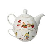 Teiera Elfomagia Brandani in porcellana con decori natalizi 13x15 cm