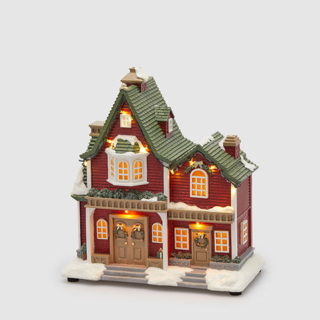 Casetta di Natale EDG con luci LED e musica decorazione 26x25 cm