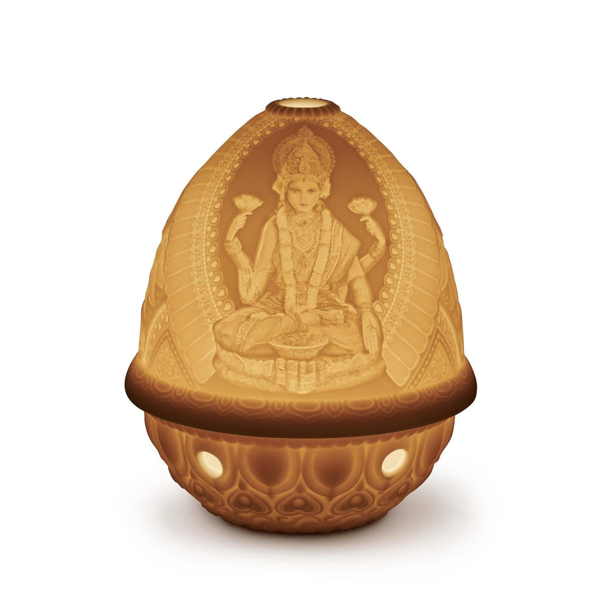 Litofania Dea Lakshmi Lladrò in porcellana traslucida 12x9 cm
