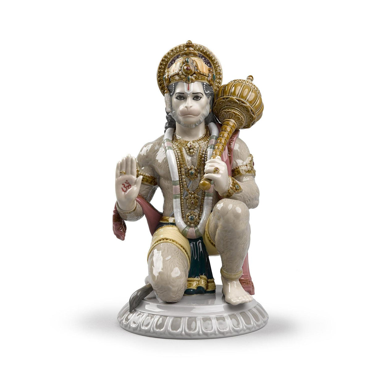 Statuetta Hanuman Lladrò in porcellana lucida 27x15 cm