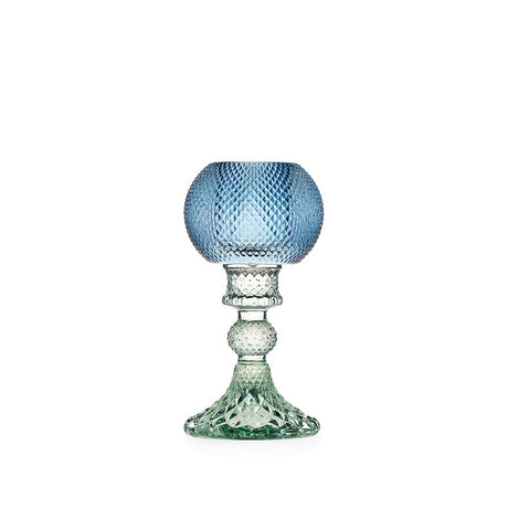 Candeliere Atena Emò Italia in vetro colorato verde e blu 16 cm