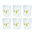 Set 6 bicchieri Pavone Brandani in vetro trasparente decoro bianco 400 ml