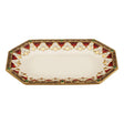 Vassoio centrotavola Fitz and Floyd in porcellana decoro oro e rosso 35x22 cm