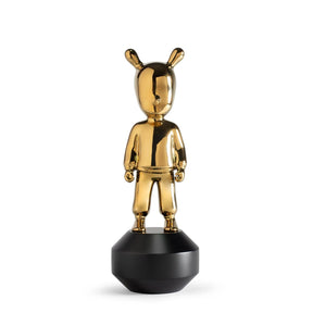 Statuina The Golden Guest Lladrò in porcellana oro e base nera 30x11 cm