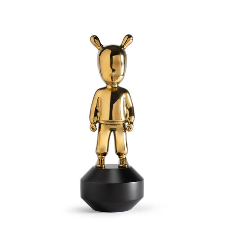 Statuina The Golden Guest Lladrò in porcellana oro e base nera 30x11 cm