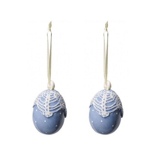 Pendaglio Uovo Villeroy & Boch in porcellana blu chiaro 6,5 cm