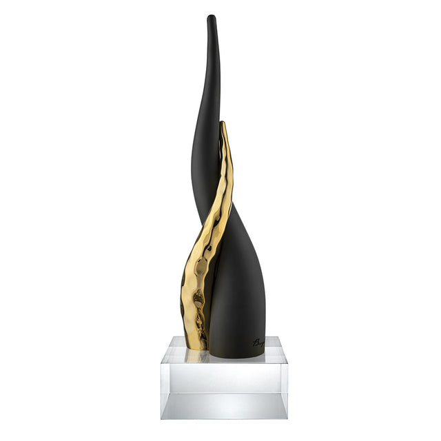 Corno intrecciato Bongelli Preziosi in marmorino nero argento 20 cm