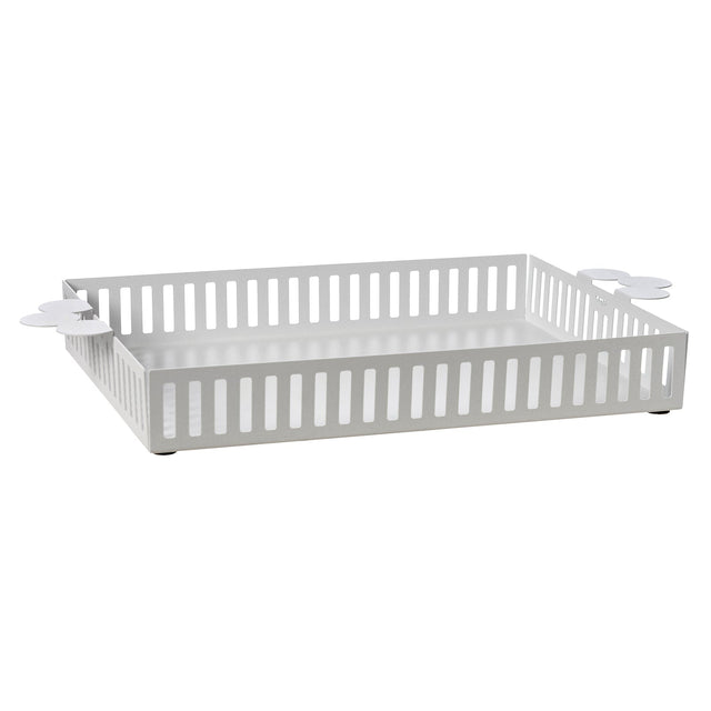 Vassoio Old Arti e Mestieri in metallo bianco effetto marmo 45x30 cm