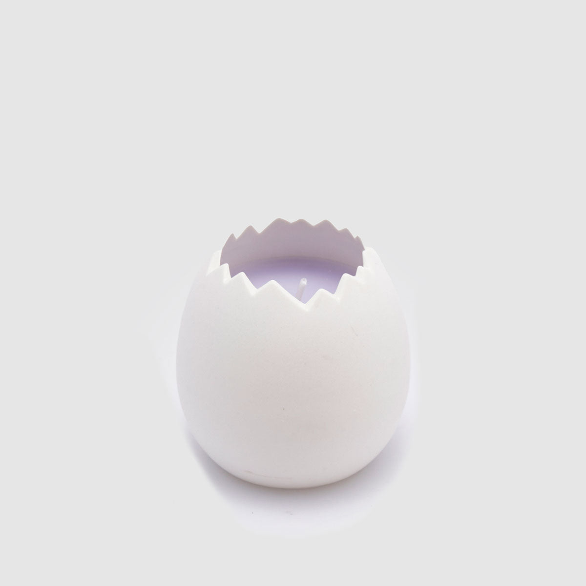Candela uovo EDG in ceramica viola e bianca 8x8 cm
