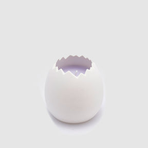 Candela uovo EDG in ceramica viola e bianca 8x8 cm