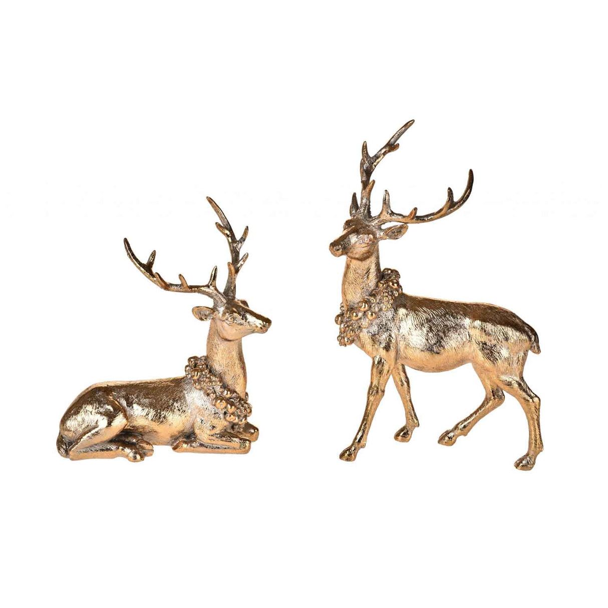 Set 2 renne Bianchi Dino in resina decorazione natalizia 22 cm