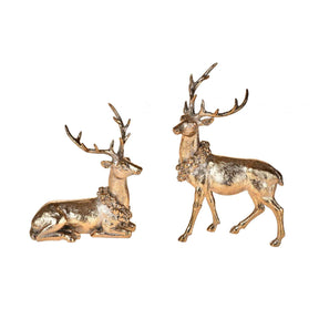 Set 2 renne Bianchi Dino in resina decorazione natalizia 22 cm