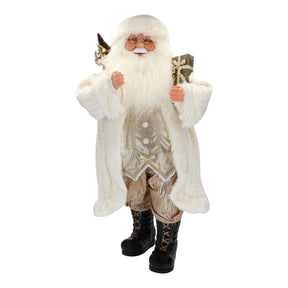 Babbo Natale Timstor in tessuto bianco con sacco regali altezza 82,5 cm