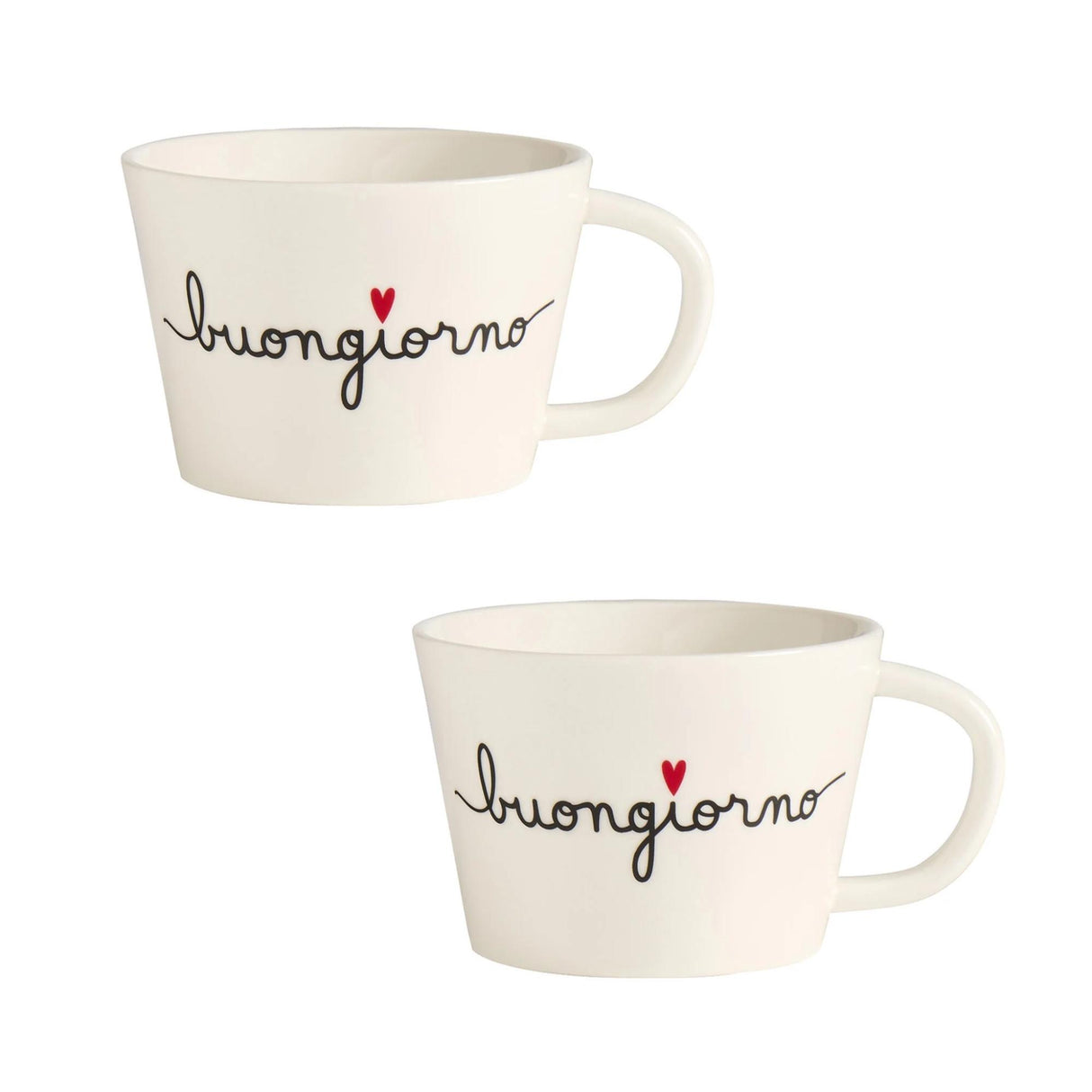 Set 2 tazze caffè Simple Day in gres con decori 580 ml