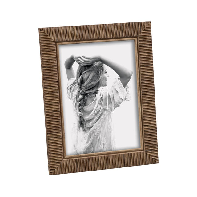 Portafoto Mascagni Casa in plastica effetto noce con intarsi 15x20 cm