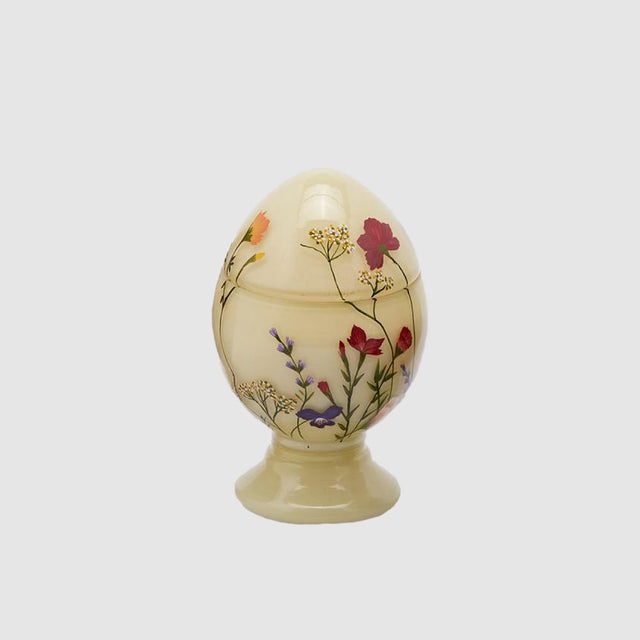 Candela uovo EDG in ceramica decorata con motivi floreali 17 cm