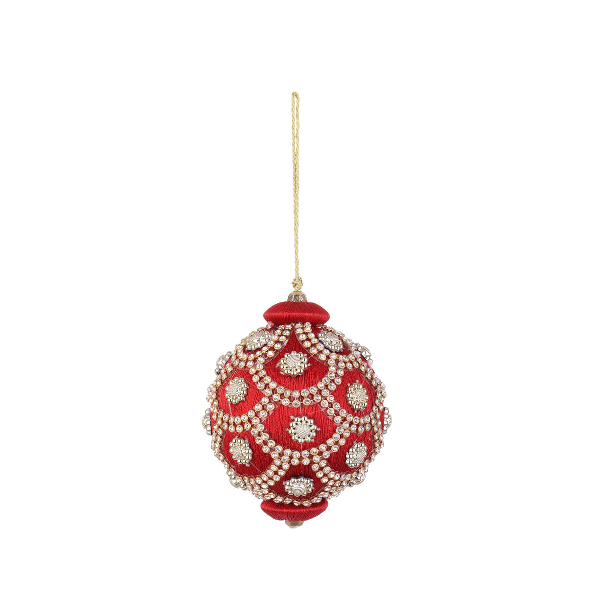 Sfera di Natale Crystal Bizzotto in stoffa rossa con brillanti 8 cm