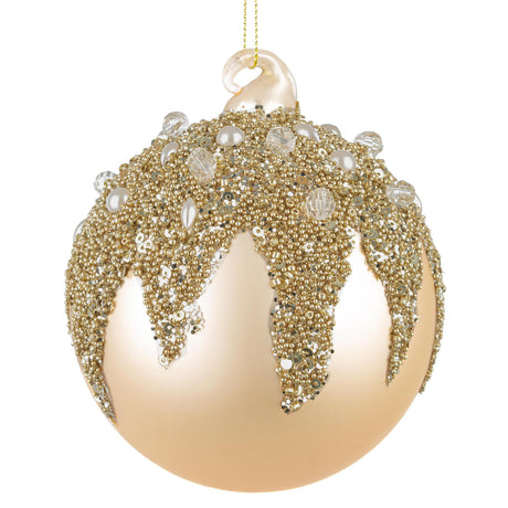 Sfera di Natale Imperial Bizzotto in vetro color champagne 10 cm