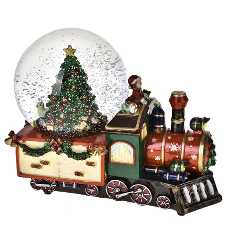 Carillon palla di neve locomotiva Bianchi Dino in resina 25,5 cm