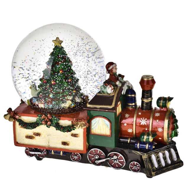 Carillon palla di neve locomotiva Bianchi Dino in resina 25,5 cm