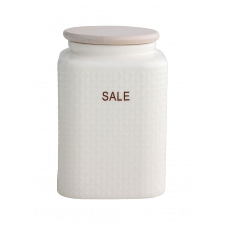 Barattolo sale Brandani in porcellana bianca con tappo in bamboo 10x10x15 cm