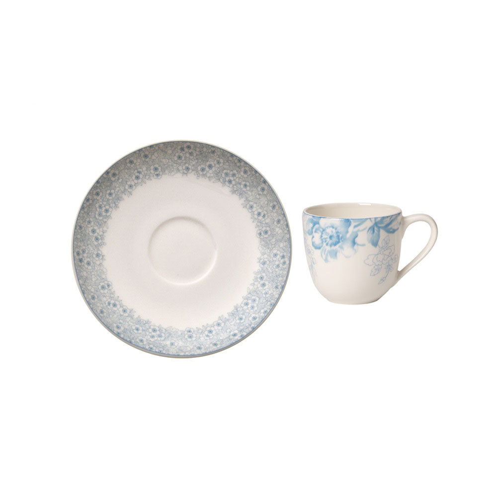 Set tazze caffè Villeroy & Boch in porcellana decoro floreale azzurro 6 pezzi