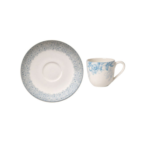 Set tazze caffè Villeroy & Boch in porcellana decoro floreale azzurro 6 pezzi