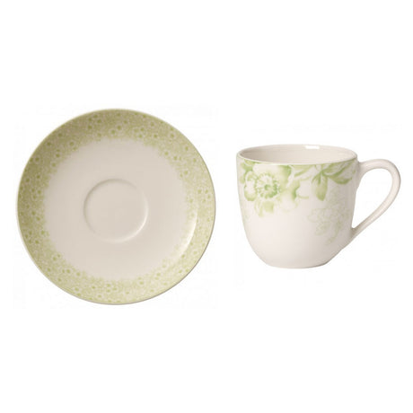 Set 6 tazze caffè Villeroy & Boch in porcellana con decoro floreale verde