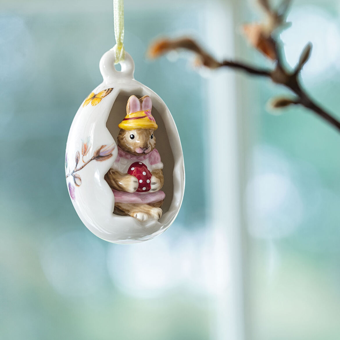 VILLEROY & BOCH Bunny Tales Anna Uovo Fiori Rosa Ornamento Pendaglio 7cm Decorazione Pasquale