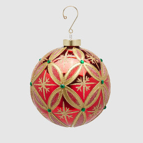 Pallina di Natale EDG in vetro oro e rosso rubino 12 cm