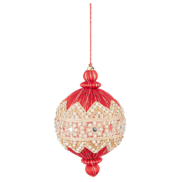Pallina di Natale Bizzotto in vetro rosso lucido 10 cm