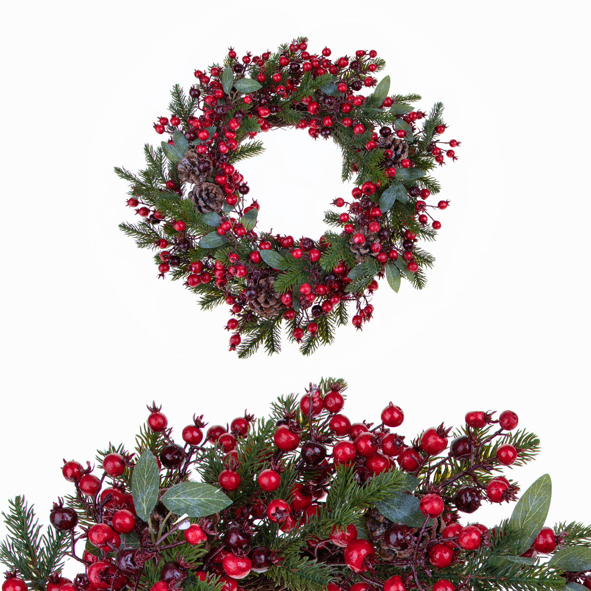 Ghirlanda natalizia Bianchi Dino con bacche rosse diametro 50 cm