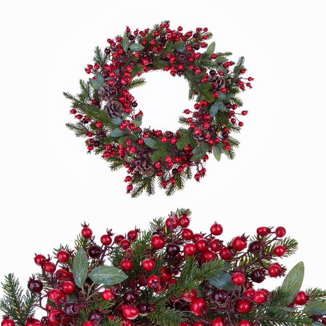 Ghirlanda natalizia Bianchi Dino con bacche rosse diametro 50 cm