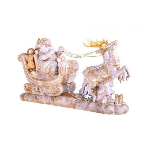 Babbo Natale su slitta Bianchi Dino in porcellana beige 44x23 cm