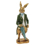 Statua Coniglio Uomo Werns in resina color oro 33 cm
