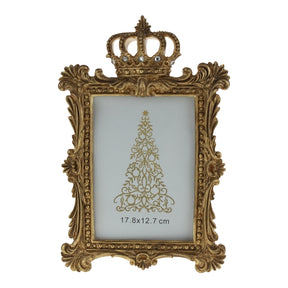 Portafoto Royal Werns in resina color oro con corona 13x18 cm