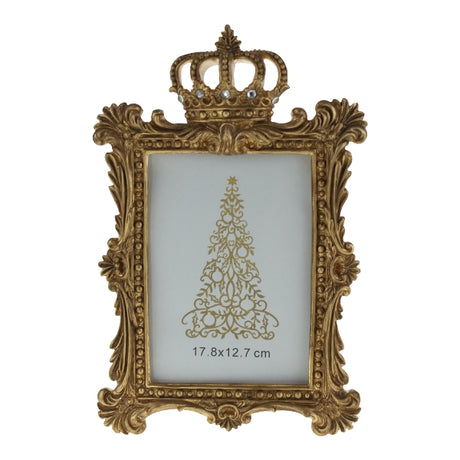 Portafoto Royal Werns in resina color oro con corona 13x18 cm