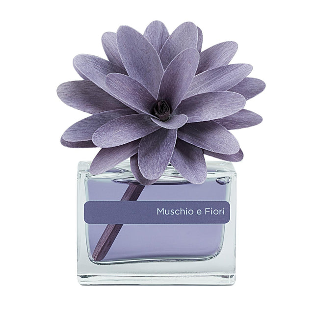 Diffusore Flower Muha con fiore in legno fragranza Muschio e Fiori 30 ml