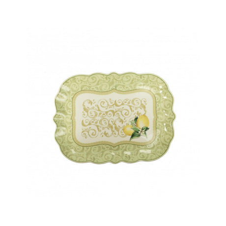 Vassoio rettangolare Brandani in porcellana decoro limoni 33x24,5 cm