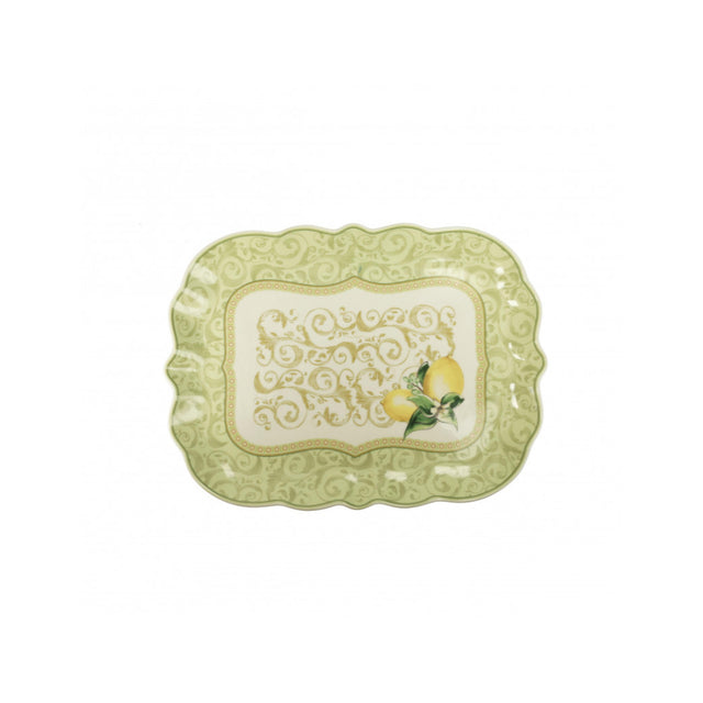 Vassoio rettangolare Brandani in porcellana decoro limoni 33x24,5 cm