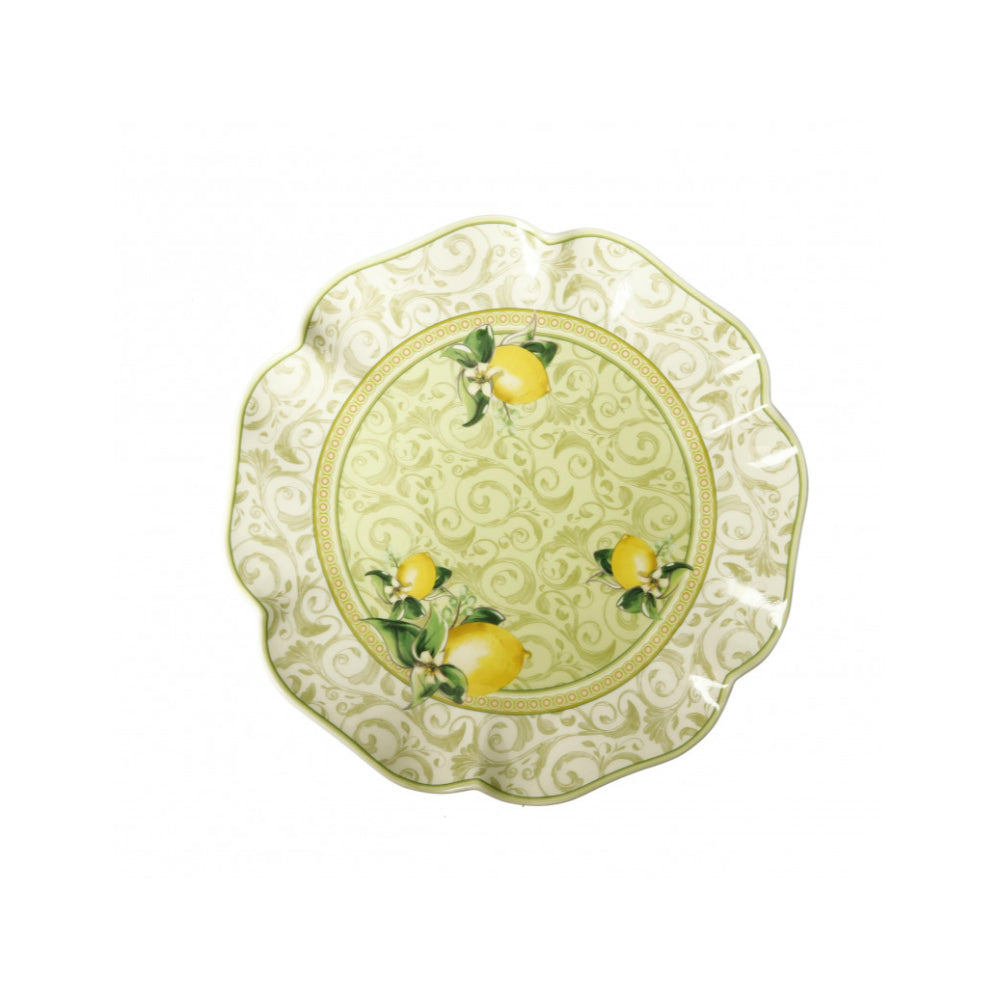 Piatto da portata Brandani in porcellana con decoro limoni 31 cm